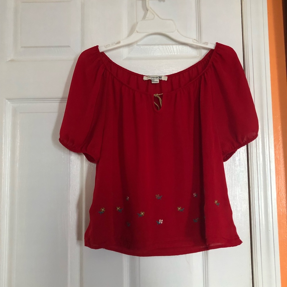 Red off the shoulder top